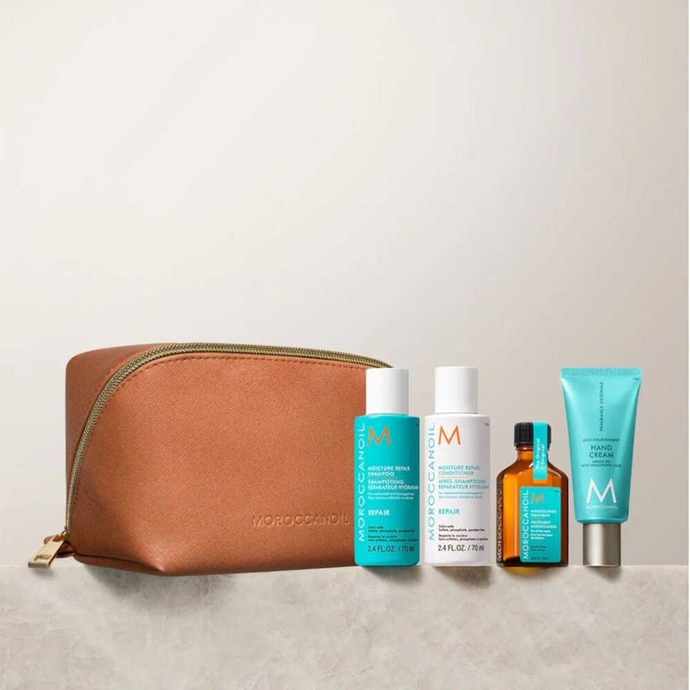 NWT - Moroccanoil Repair Travel Set Includes A FREE Flat-Open Cosmetic Bag - Picture 4 of 7